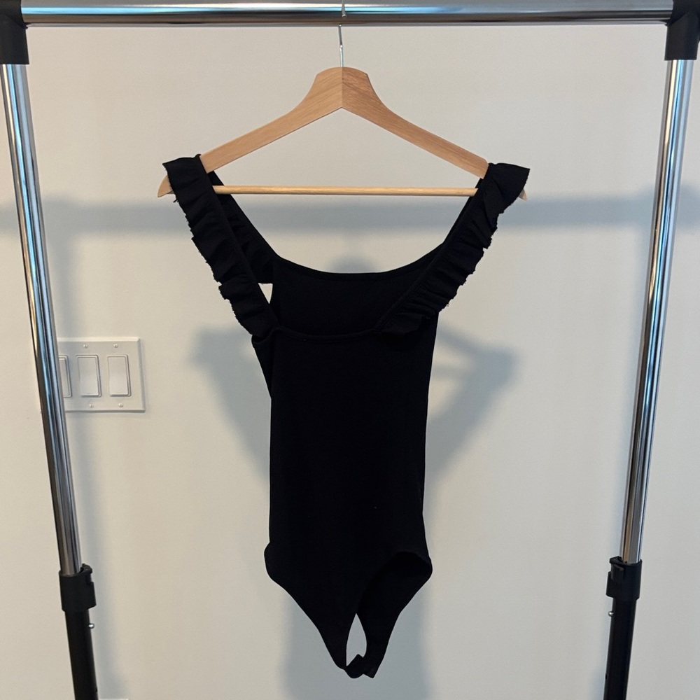 Stradivarius Black Ruffled Bodysuit